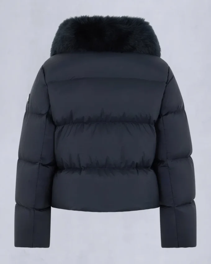 Belle Dune korte pufferjas met schapenvachtrand