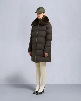 Belle Dune Long Shearling Trim Puffer