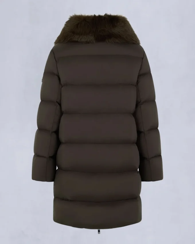 Belle Dune Long Shearling Trim Puffer