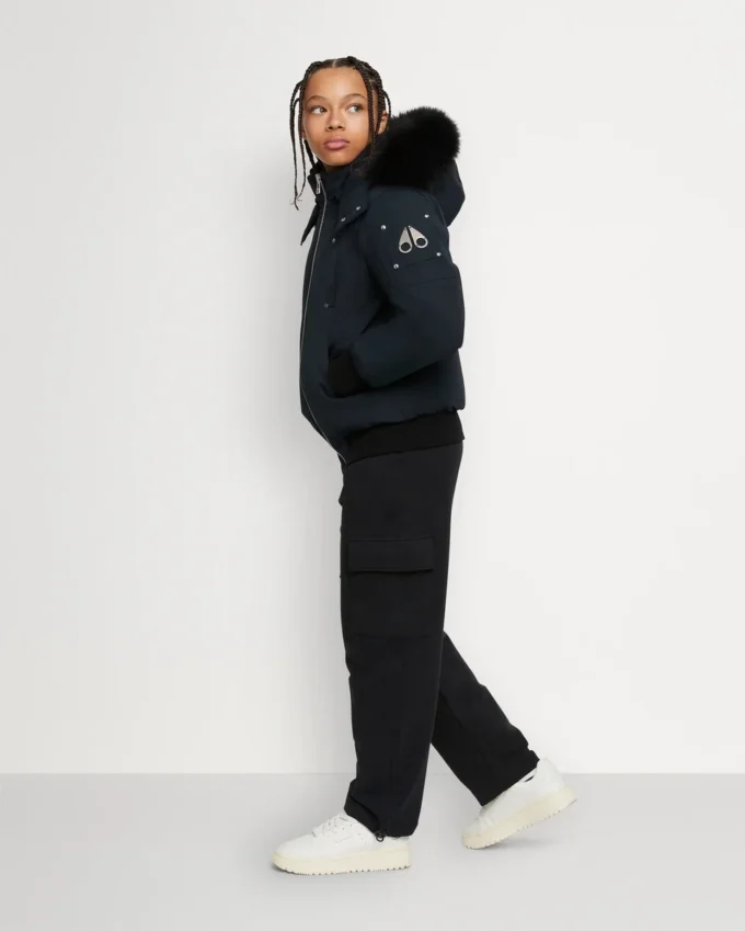 Kinder unisex bomberjack met originele schapenvachtrand