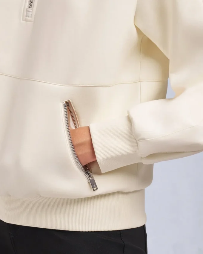 Mix Media-trui met kwartritssluiting