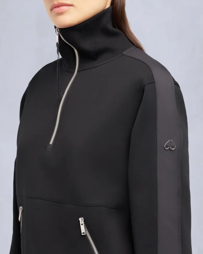 Mix Media-trui met kwartritssluiting