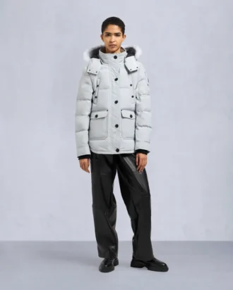 Onyx Anguille Shearling Trim Jacket