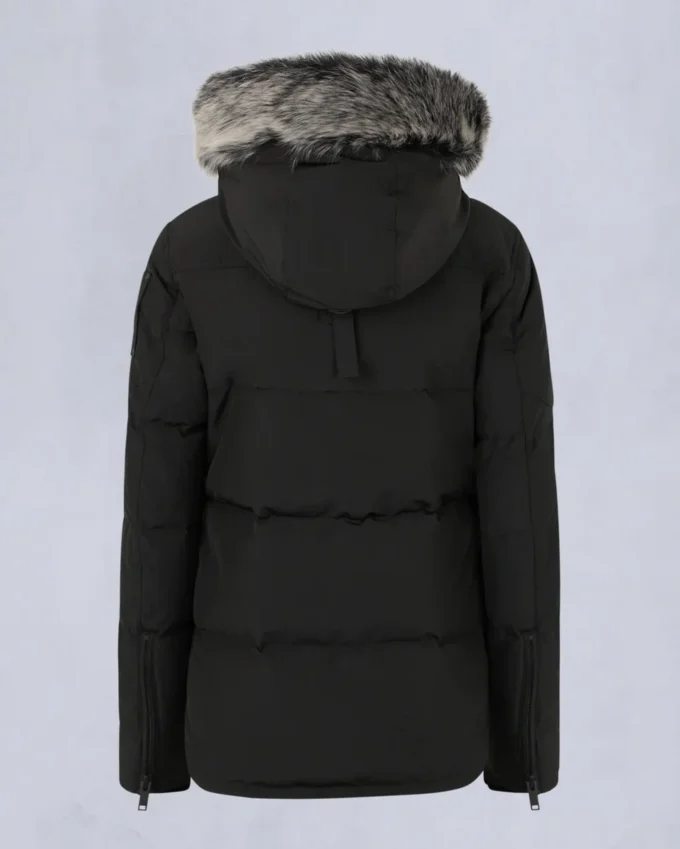 Onyx Anguille Shearling Trim Jacket