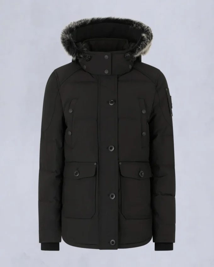 Onyx Anguille Shearling Trim Jacket